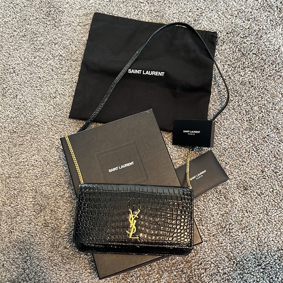 Saint Laurent Bags Authentic Saint Laurent Phone Holder With Strap In Crocodileembossed